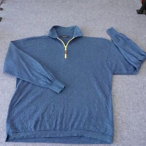 Richards Italy Mens Blue 100% Cashmere Quarter Zip Sweater Size L Made in Italy
